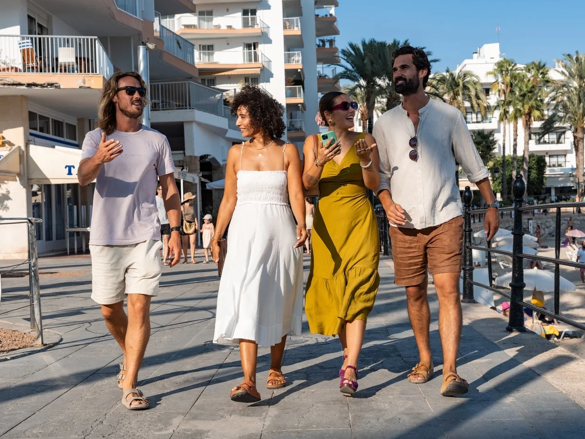 Walking the promenade of Santa Eularia during the food and wine tour in Ibiza