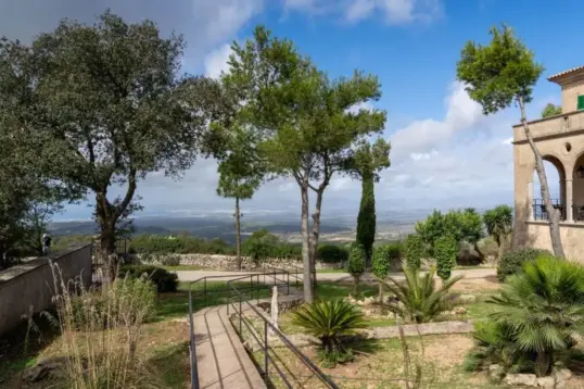 Countryside villa terrace overlooking the Mallorcan landscape
