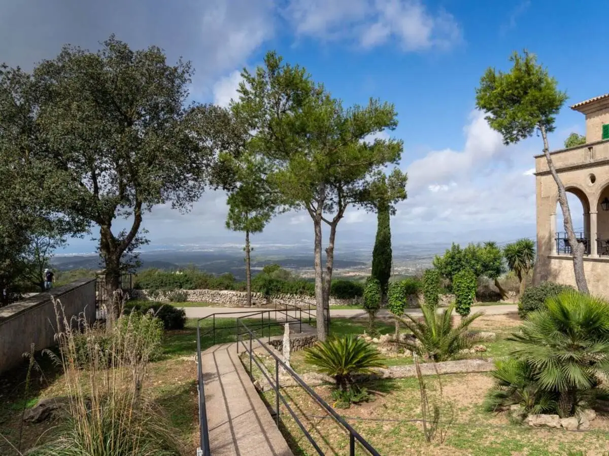 Countryside villa terrace overlooking the Mallorcan landscape